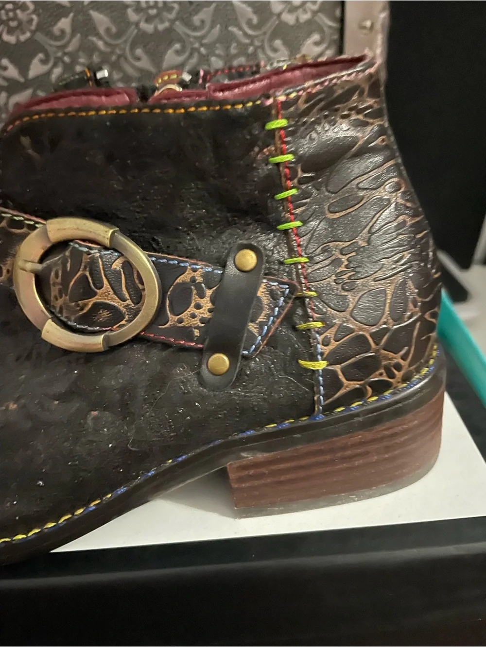 Black Women's Ankle Boots with Decorative Buckle
